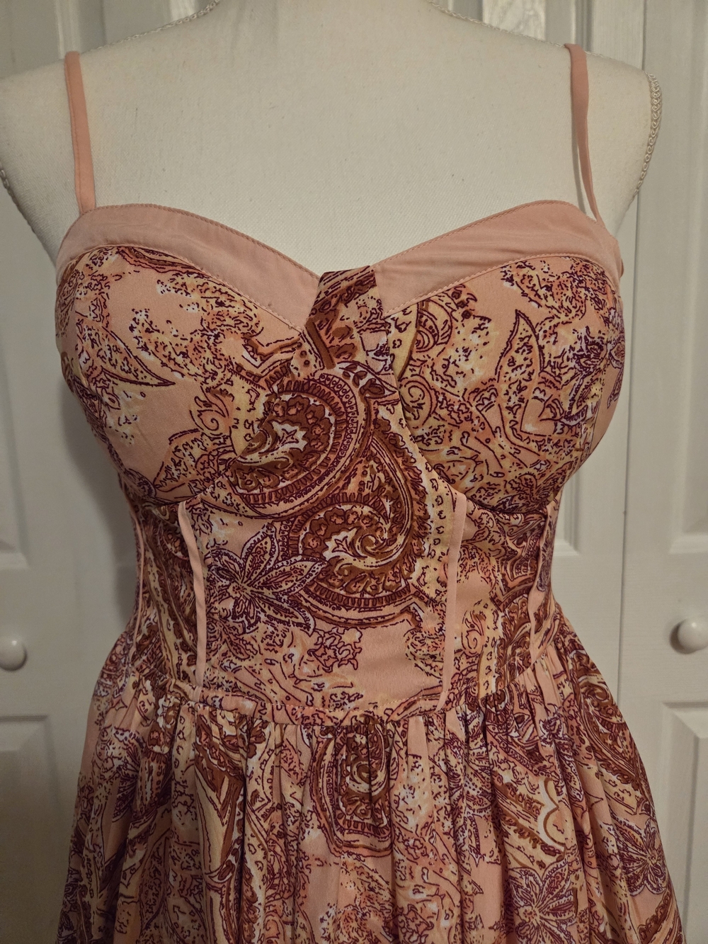 BOG Peach Paisley Sundress with Sweetheart Neckline